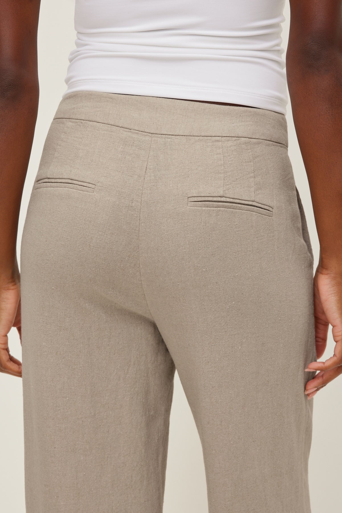 Dynamite US | Yasmin Linen Straight Leg Pants Beige