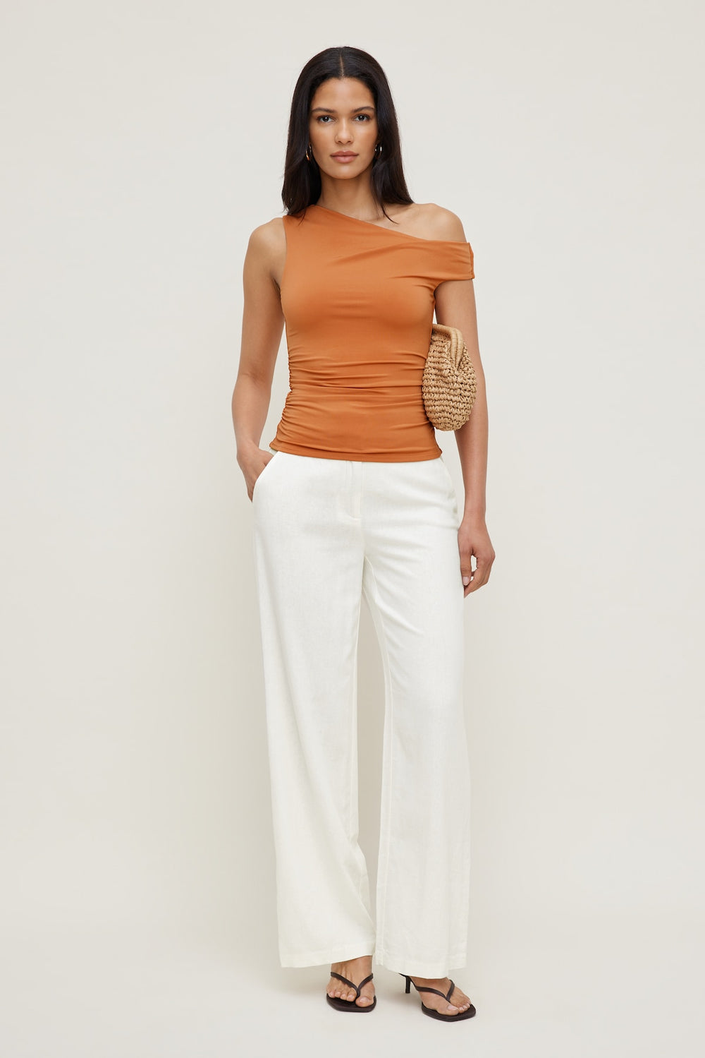 Dynamite On Sale | Yasmin Linen Straight Leg Pants White