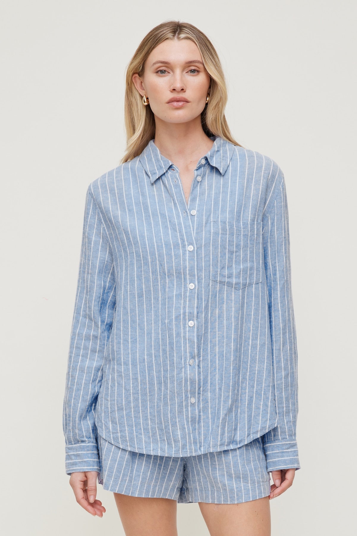 Dynamite Online | Oversized Linen Shirt Blue