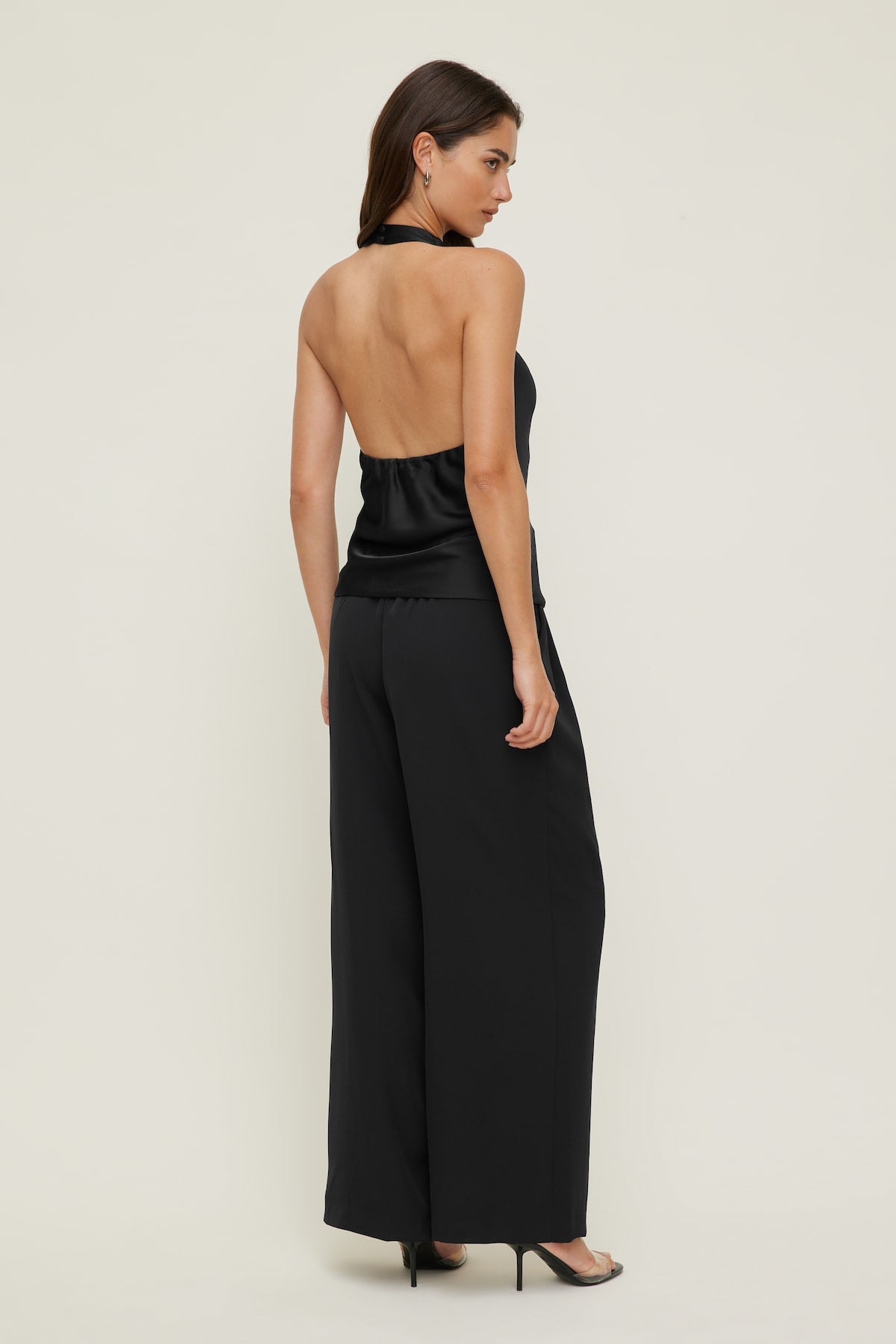 Dynamite Discount | Camila Satin Cowl Halter Neck Blouse Black