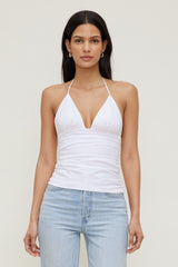 Dynamite Outlet | Poplin Halter Top White