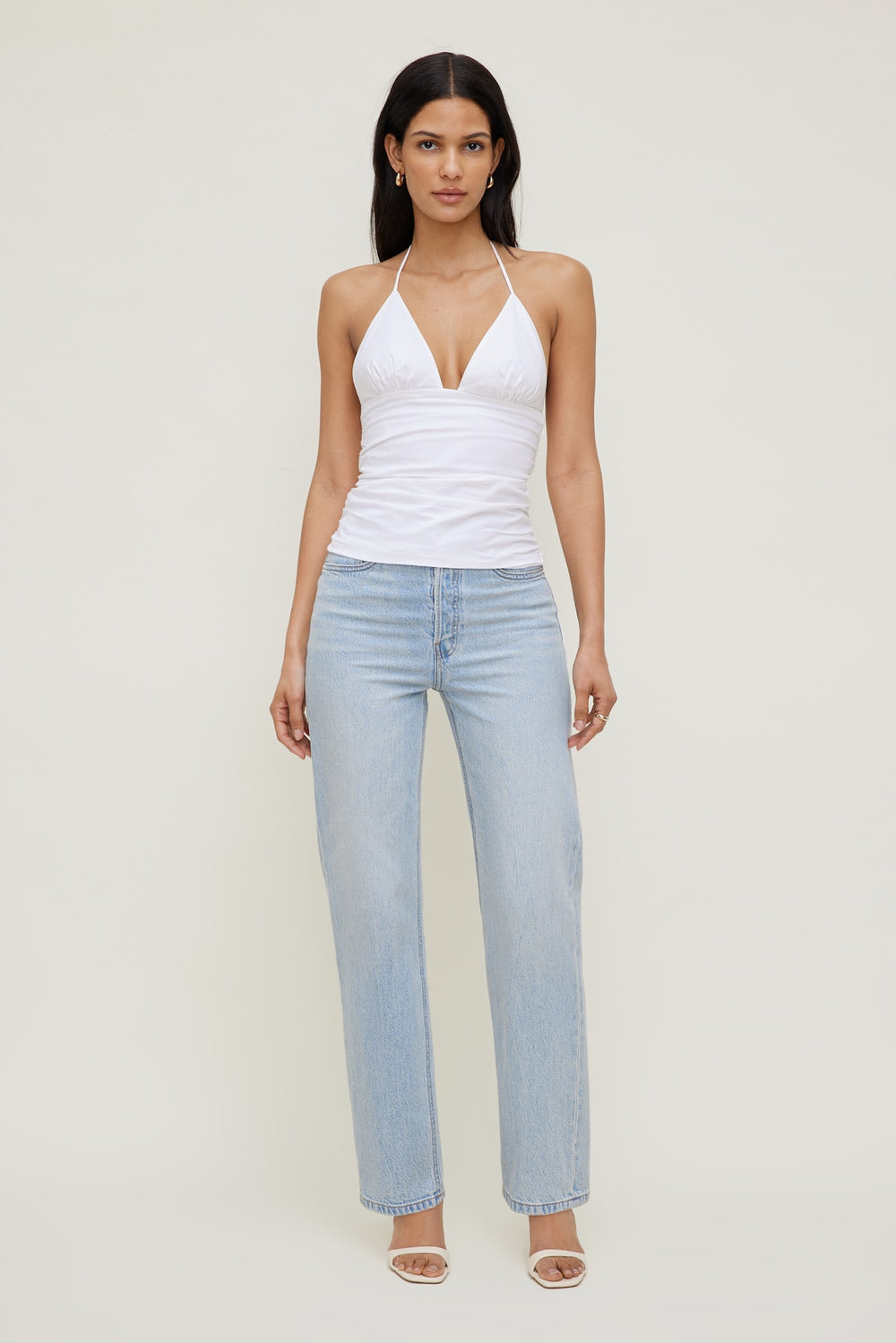 Dynamite Outlet | Poplin Halter Top White