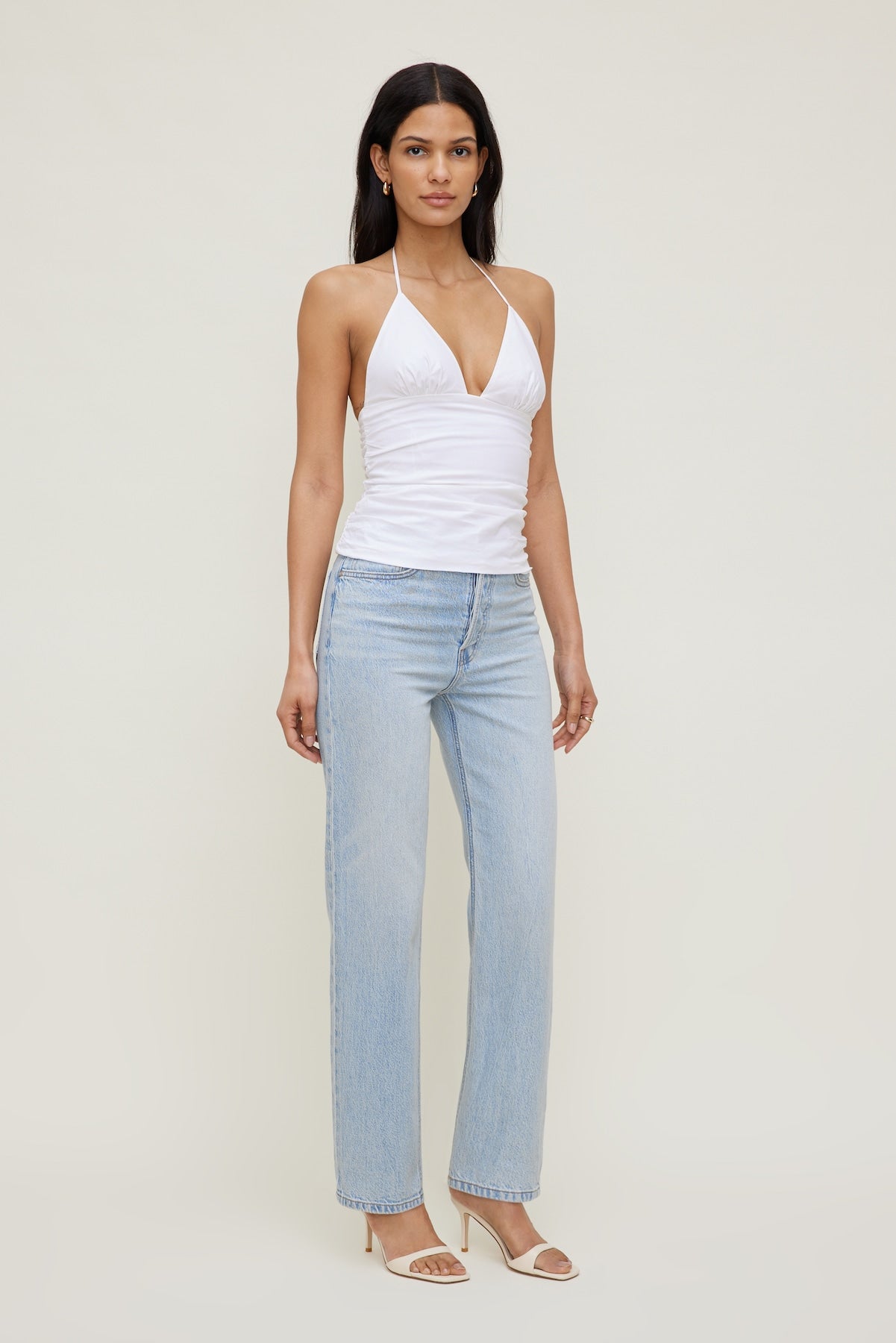 Dynamite Outlet | Poplin Halter Top White
