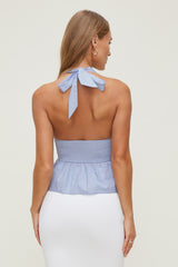 Dynamite Website Shop | Poplin Halter Top Blue
