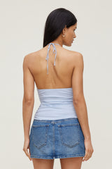 Dynamite Outlets | Poplin Halter Top Blue