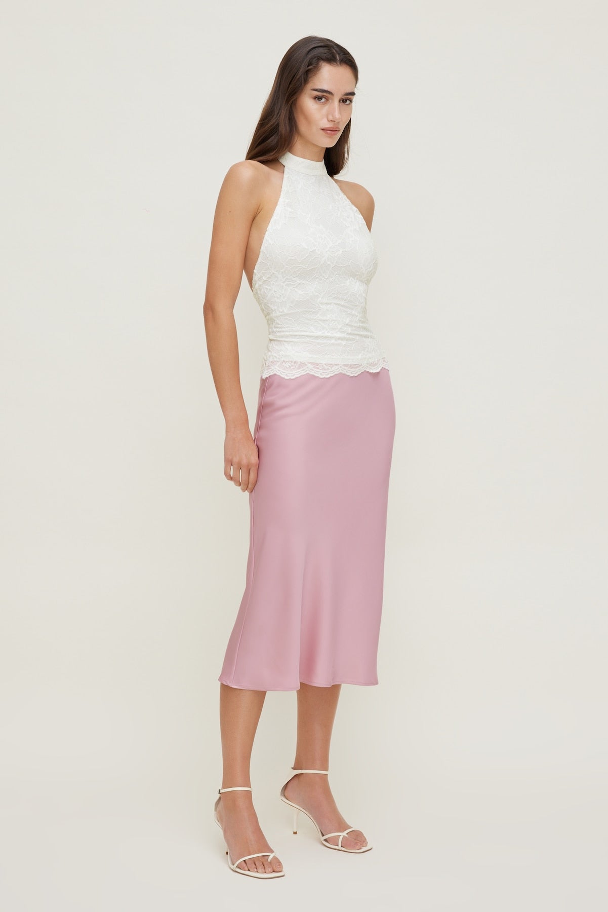 Dynamite US | Lace Halter Top White