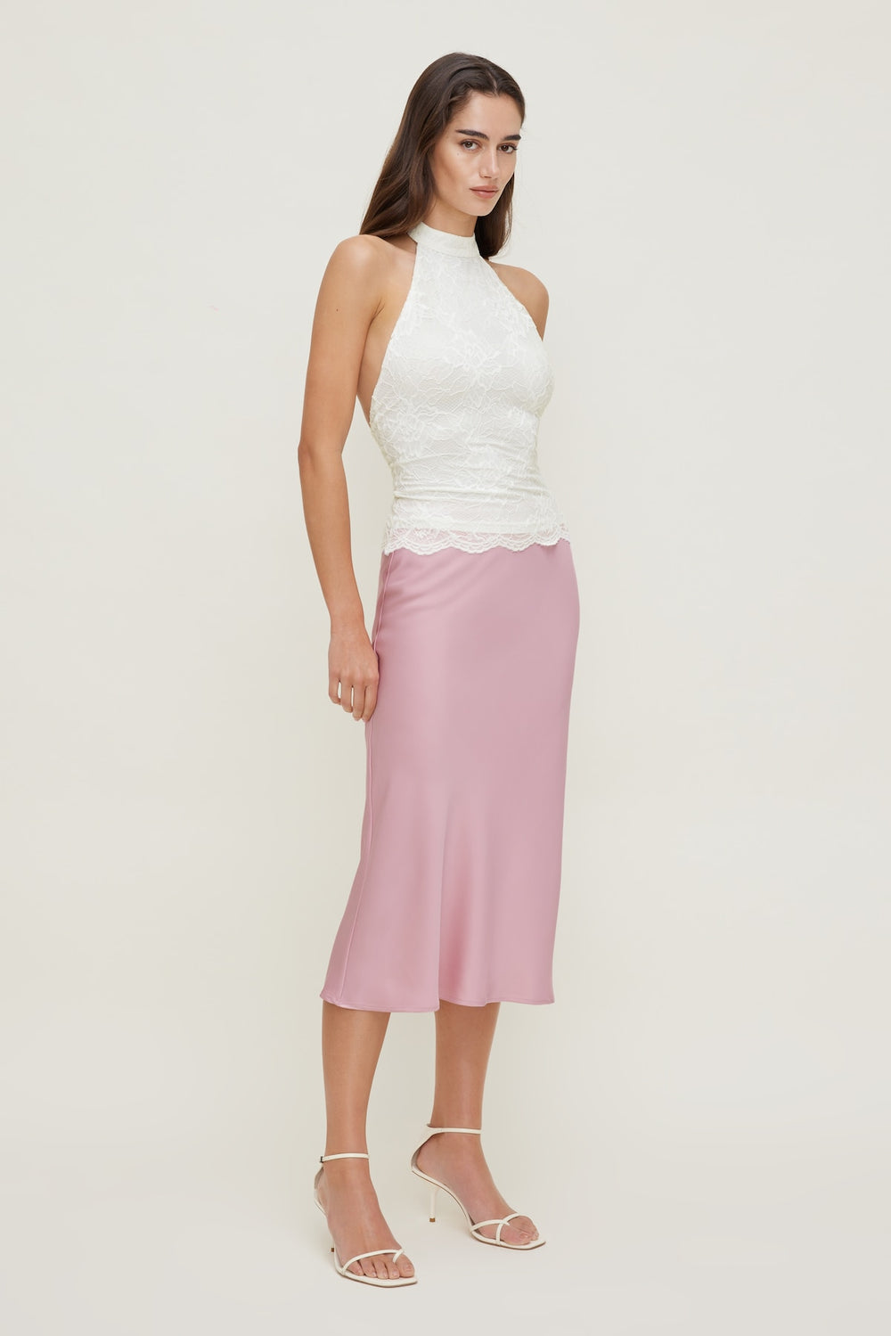 Dynamite US | Lace Halter Top White