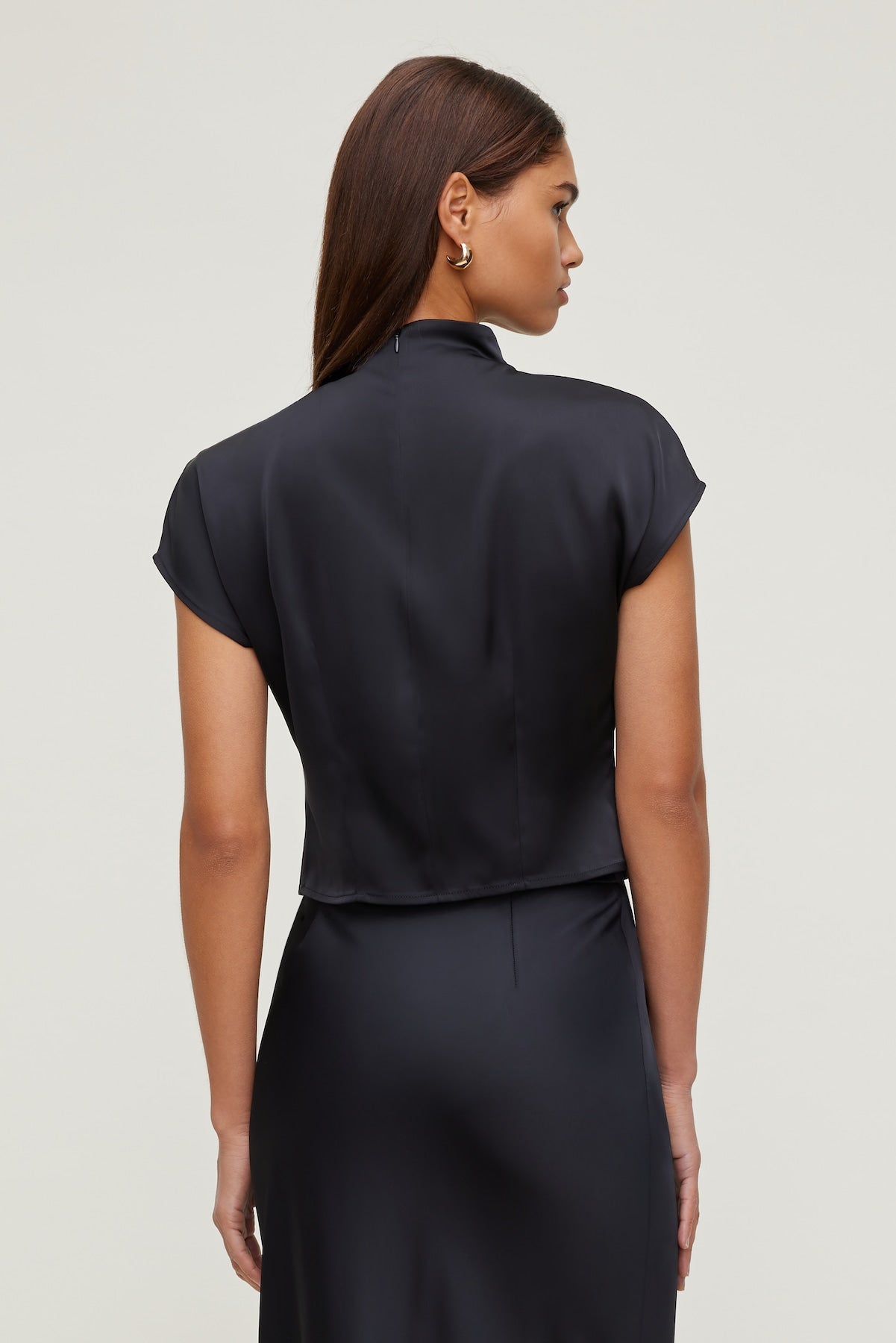 Dynamite Online | Ella Layered Satin Blouse Black