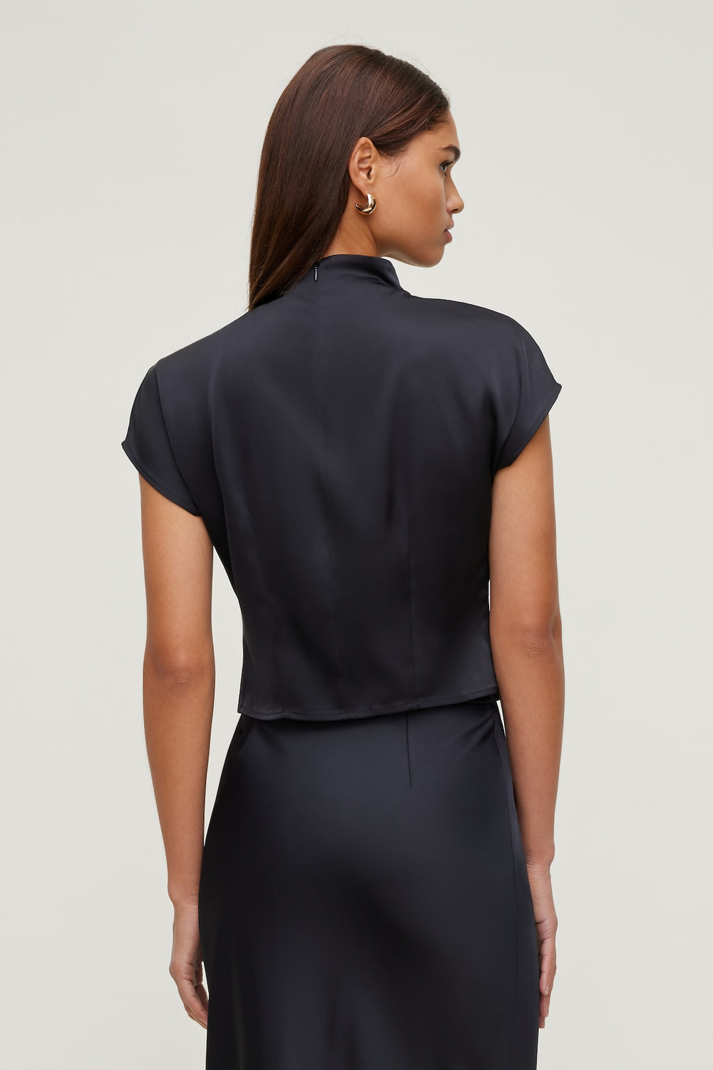 Dynamite Online | Ella Layered Satin Blouse Black