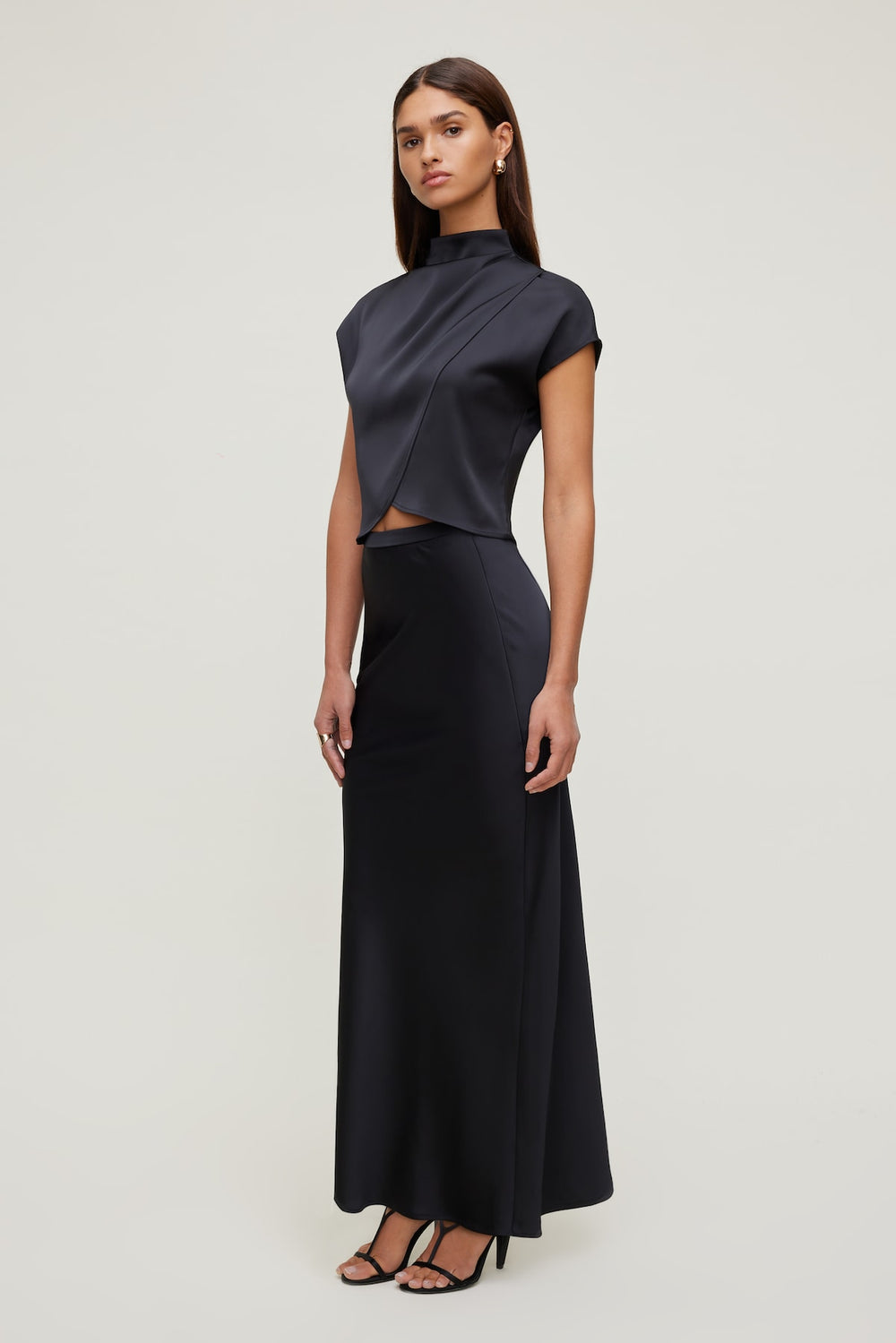Dynamite Online | Ella Layered Satin Blouse Black