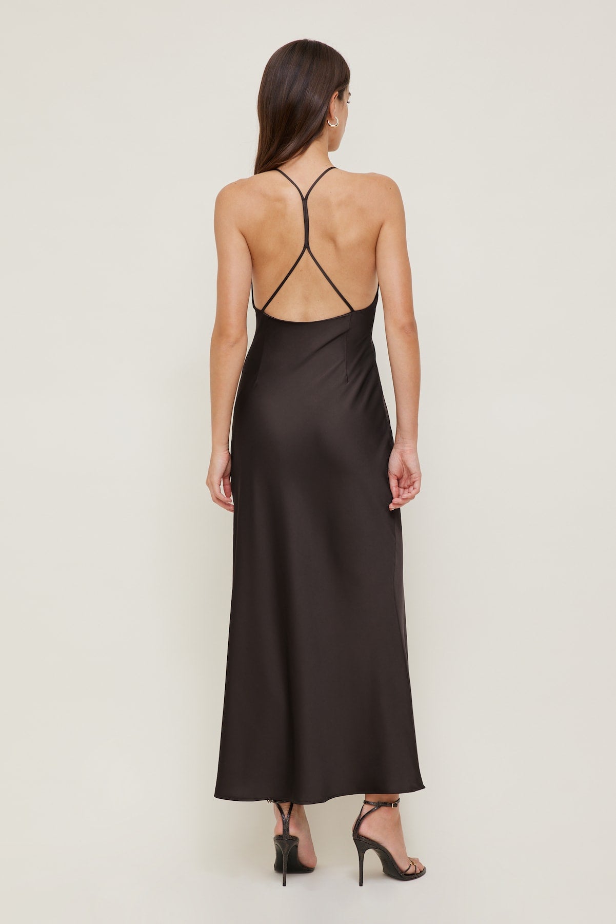 Dynamite Discount | Livia Satin Midi Dress Brown