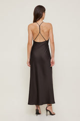 Dynamite Discount | Livia Satin Midi Dress Brown