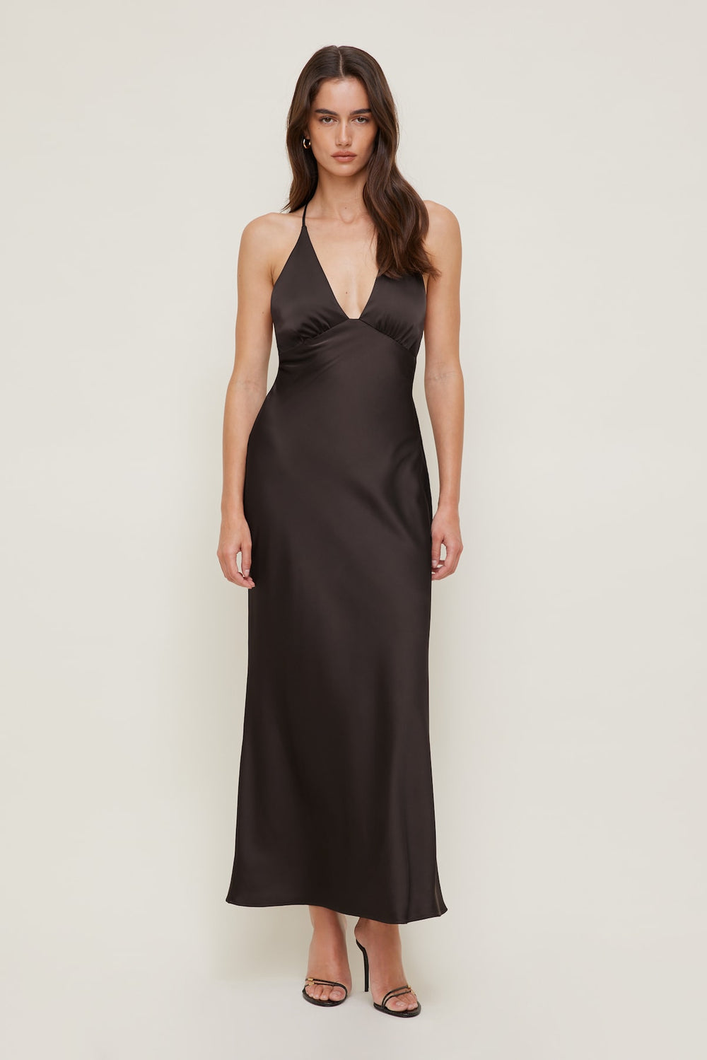 Dynamite Discount | Livia Satin Midi Dress Brown
