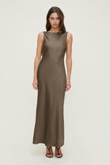 Dynamite Store | Nora Satin Maxi Slip Dress Brown