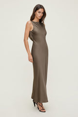 Dynamite Store | Nora Satin Maxi Slip Dress Brown