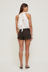 Dynamite Website Shop | Paloma Bubble Satin Halter Blouse Beige