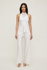 Dynamite US | Asymmetric Satin Halter Blouse Beige
