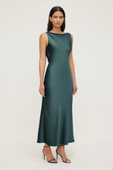 Dynamite On Sale | Nora Satin Maxi Slip Dress Green