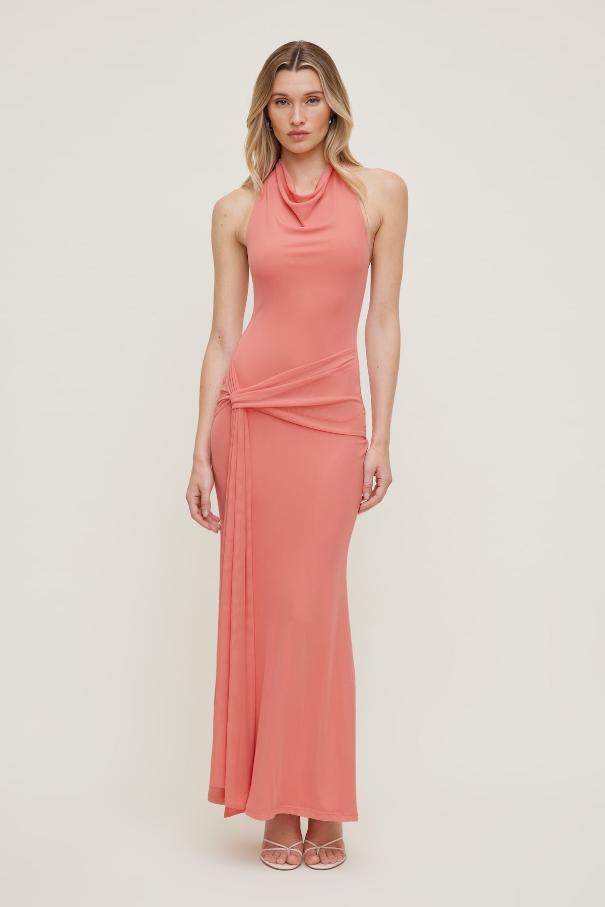 Dynamite Website Shop | Scarlet Draped Mesh Maxi Dress Pink