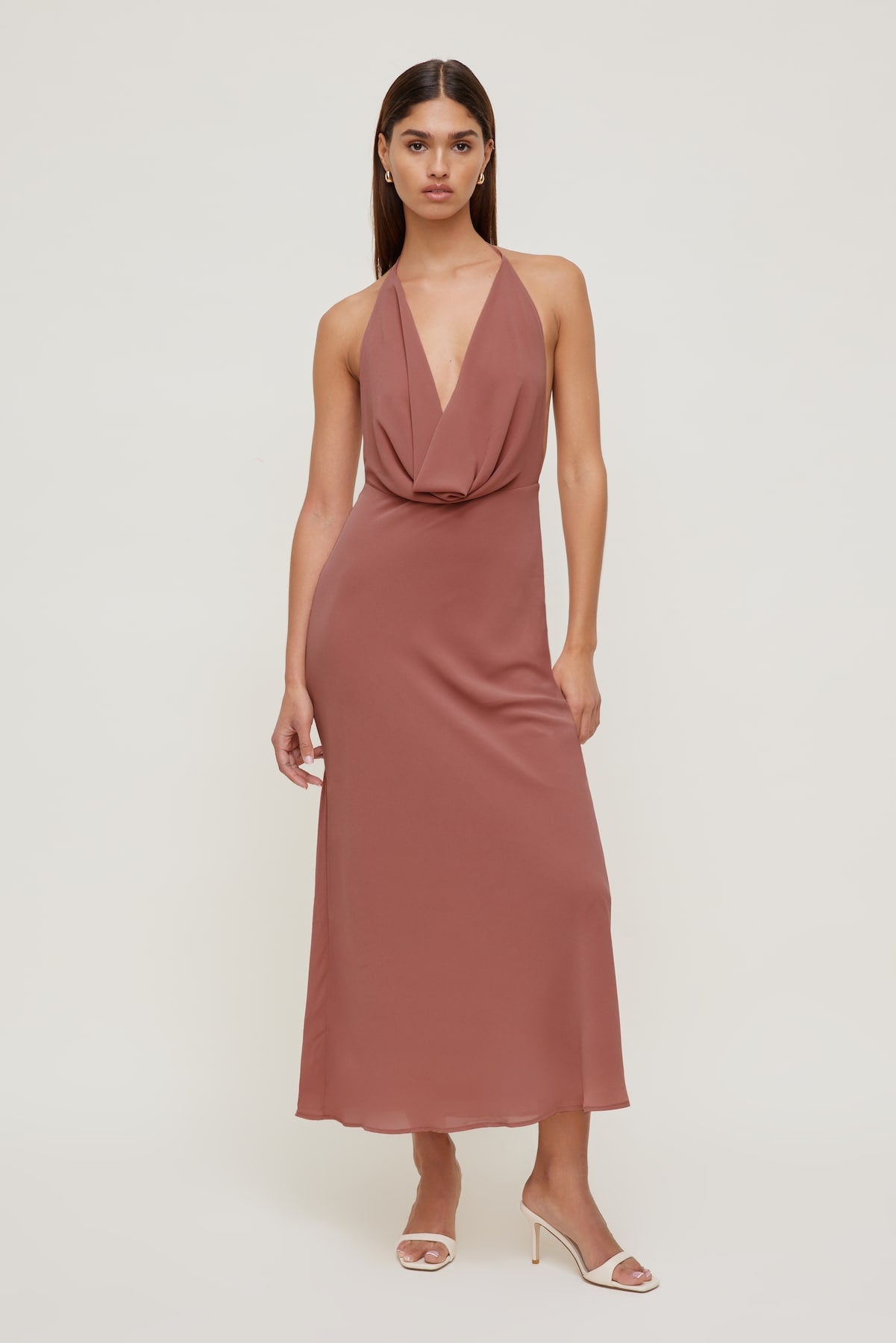 Dynamite Outlets | Deep Cowl Neck Maxi Dress Pink