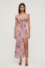 Dynamite On Sale | Floral Ruffle V Neck Maxi Dress Pink