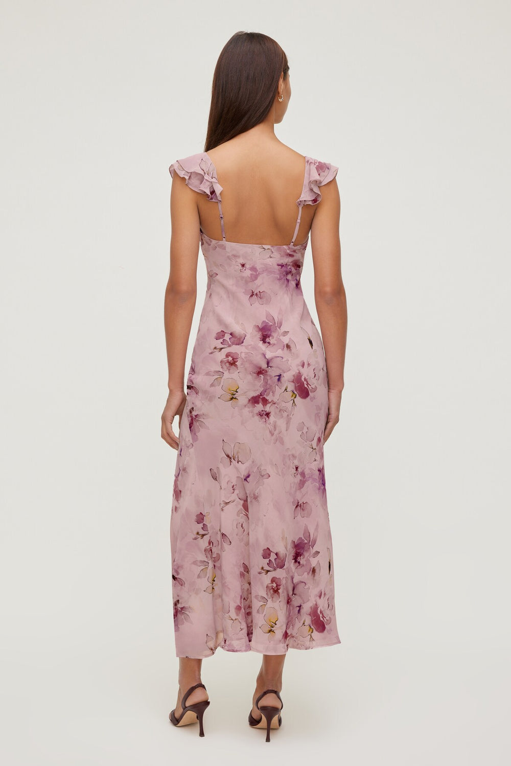 Dynamite On Sale | Floral Ruffle V Neck Maxi Dress Pink