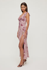 Dynamite On Sale | Floral Ruffle V Neck Maxi Dress Pink