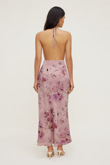 Dynamite Online | Floral Halter Cowl Neck Maxi Dress Pink