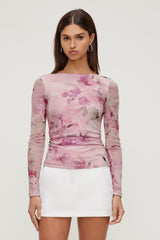 Dynamite Outlet | Stella Long Sleeve Mesh Top Pink