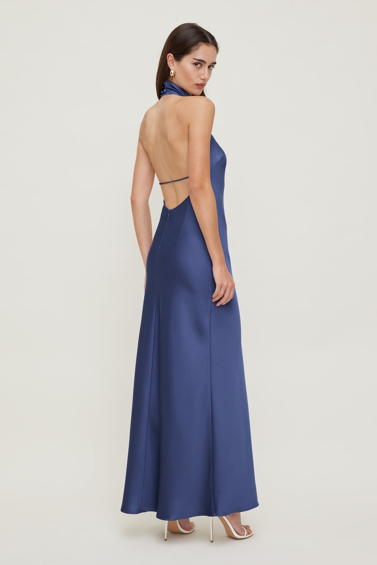 Dynamite Online | Satin Halter Maxi Dress Blue