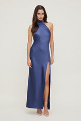 Dynamite Online | Satin Halter Maxi Dress Blue