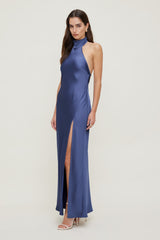 Dynamite Online | Satin Halter Maxi Dress Blue