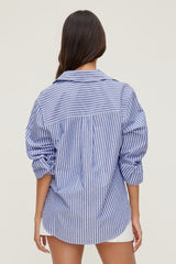 Dynamite Website Shop | Striped Poplin Shirt Blue