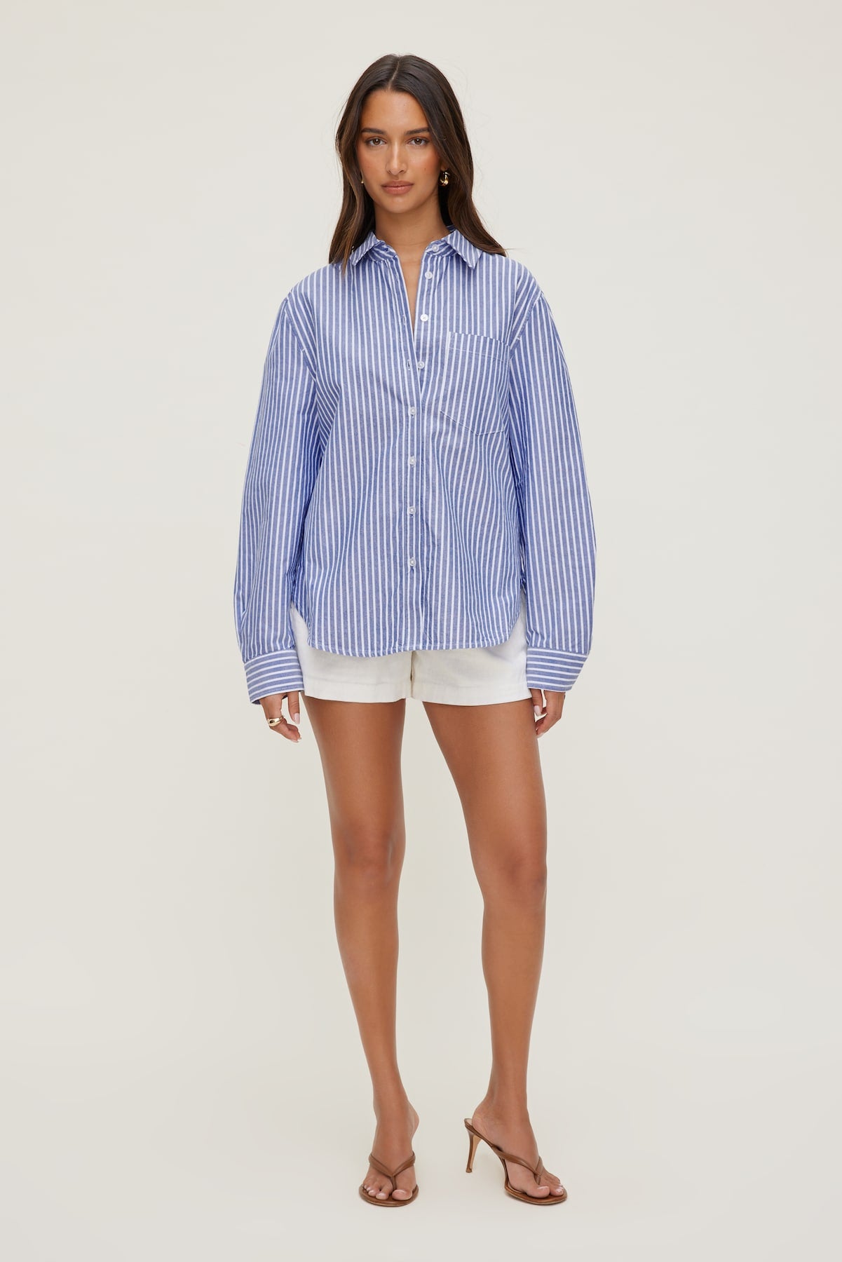 Dynamite Website Shop | Striped Poplin Shirt Blue