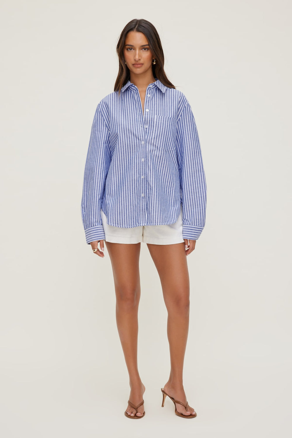 Dynamite Website Shop | Striped Poplin Shirt Blue