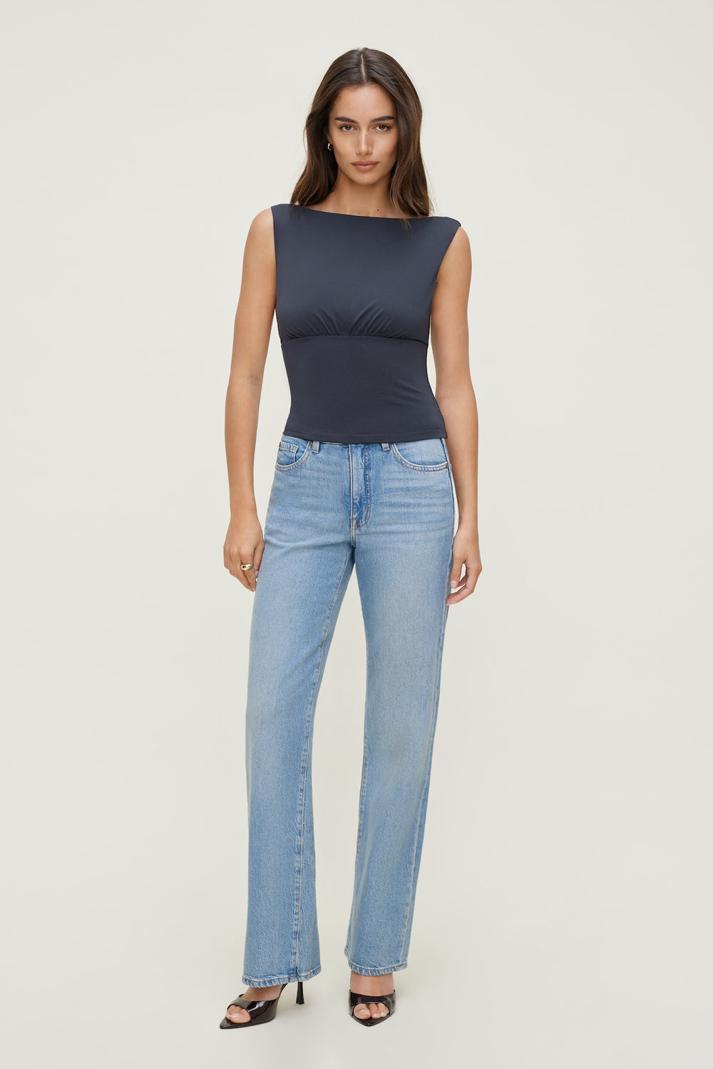 Dynamite Online | Sculpt Cinched Waist Top Blue