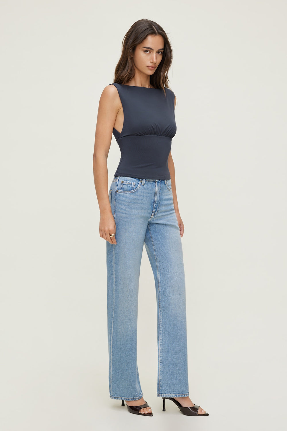 Dynamite Online | Sculpt Cinched Waist Top Blue