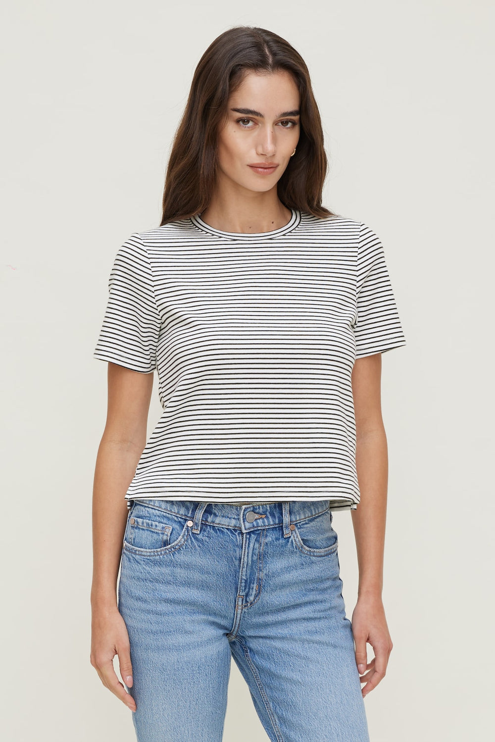 Dynamite Store | Everyday Striped Heavy Cotton T Shirt White