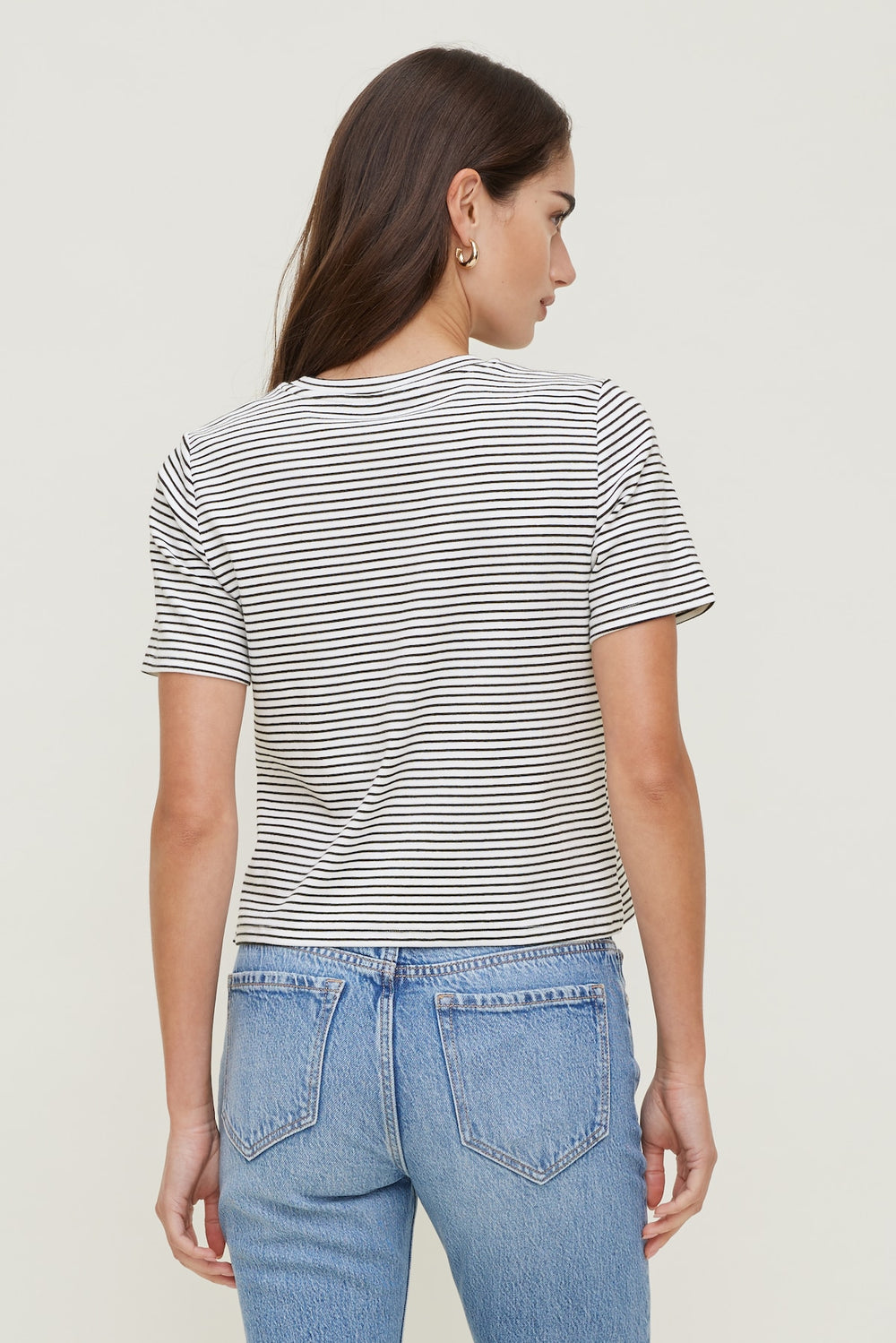 Dynamite Store | Everyday Striped Heavy Cotton T Shirt White