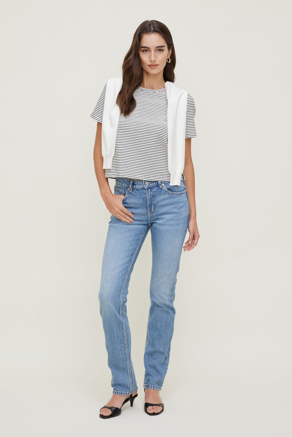 Dynamite Store | Everyday Striped Heavy Cotton T Shirt White