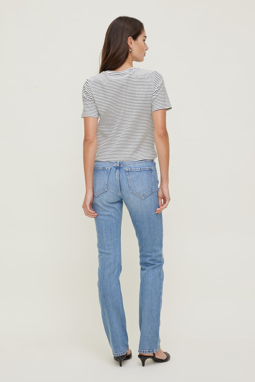 Dynamite Store | Everyday Striped Heavy Cotton T Shirt White