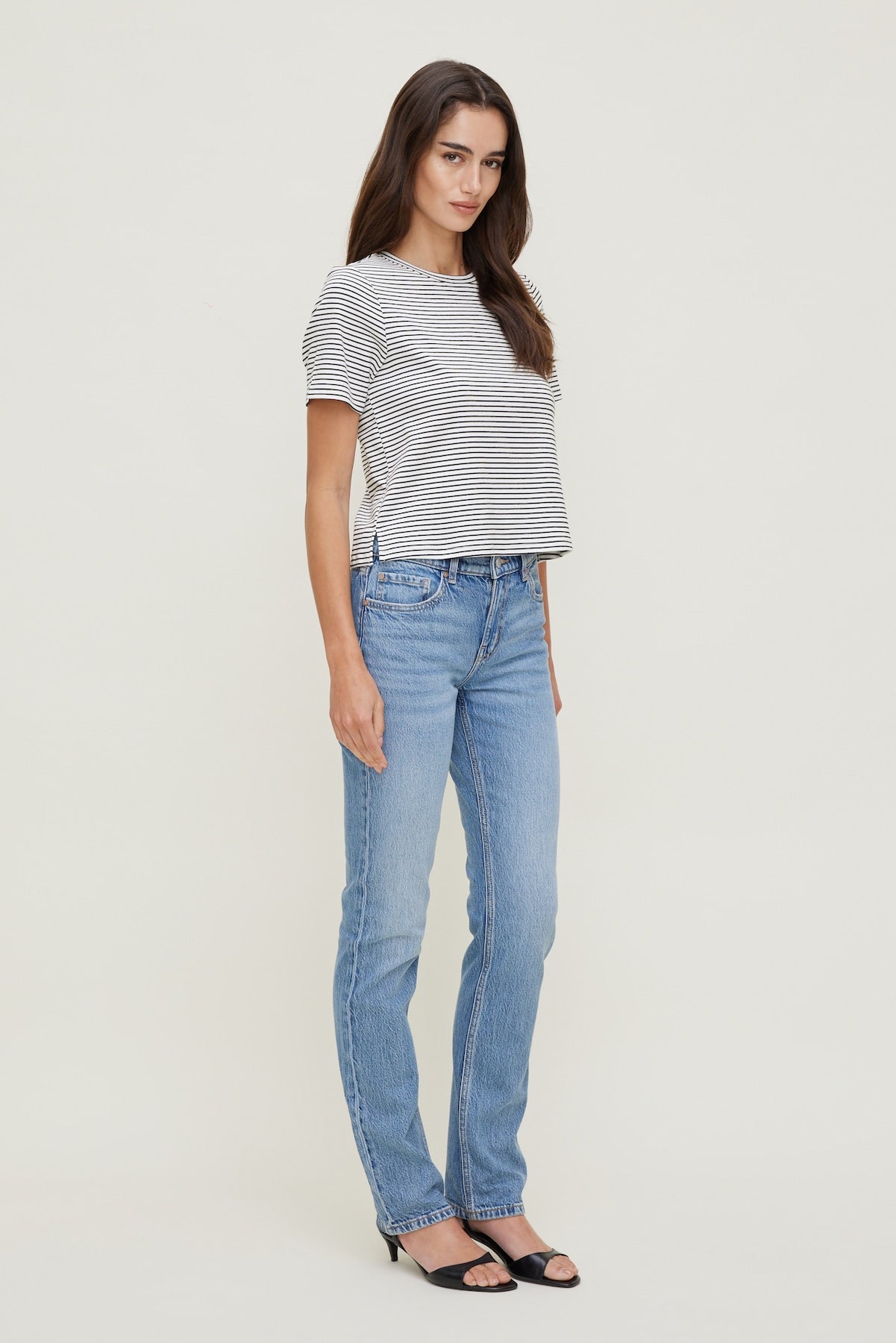 Dynamite Store | Everyday Striped Heavy Cotton T Shirt White