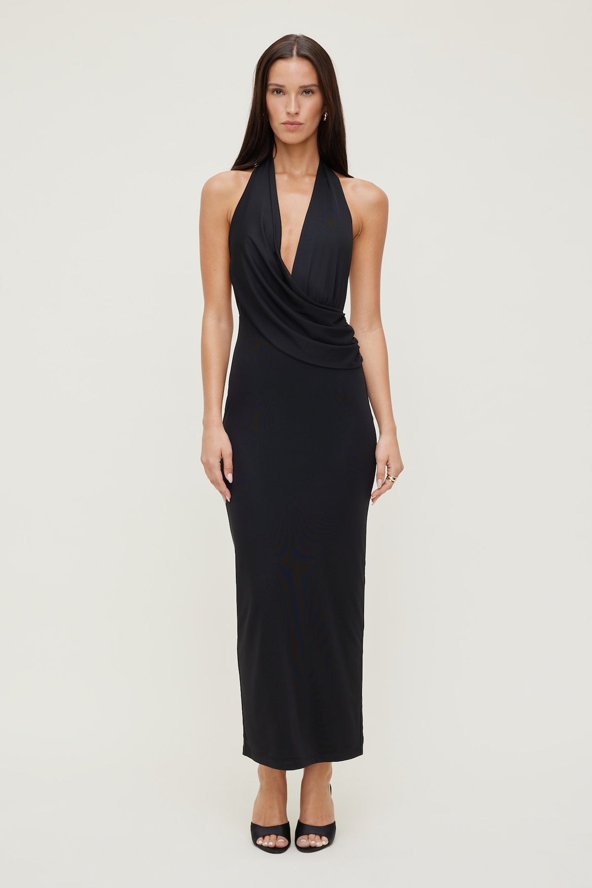 Dynamite On Sale | Plunge Mesh Maxi Dress Black