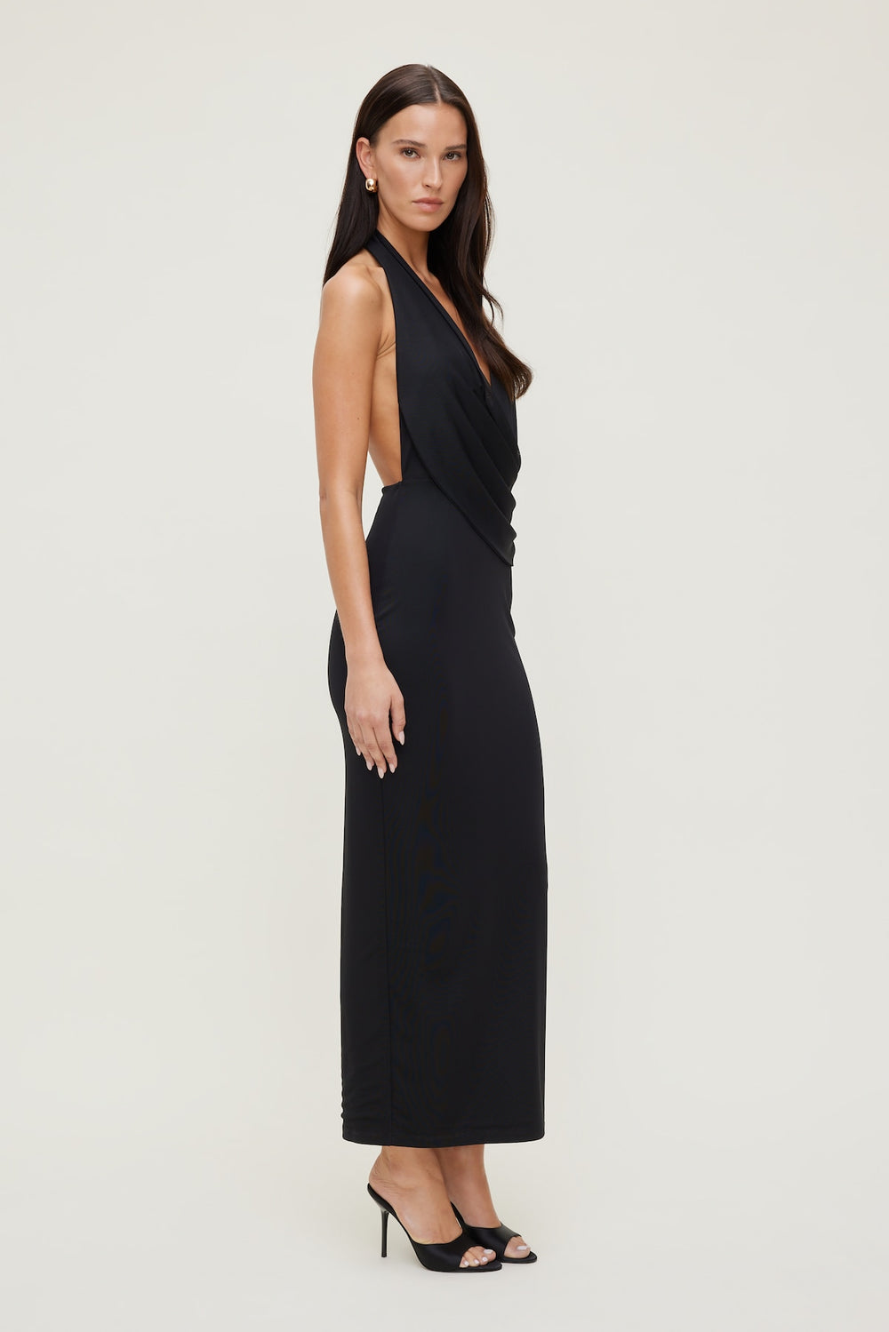Dynamite On Sale | Plunge Mesh Maxi Dress Black
