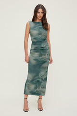 Dynamite Outlet | Brie Mesh Midi Dress Blue