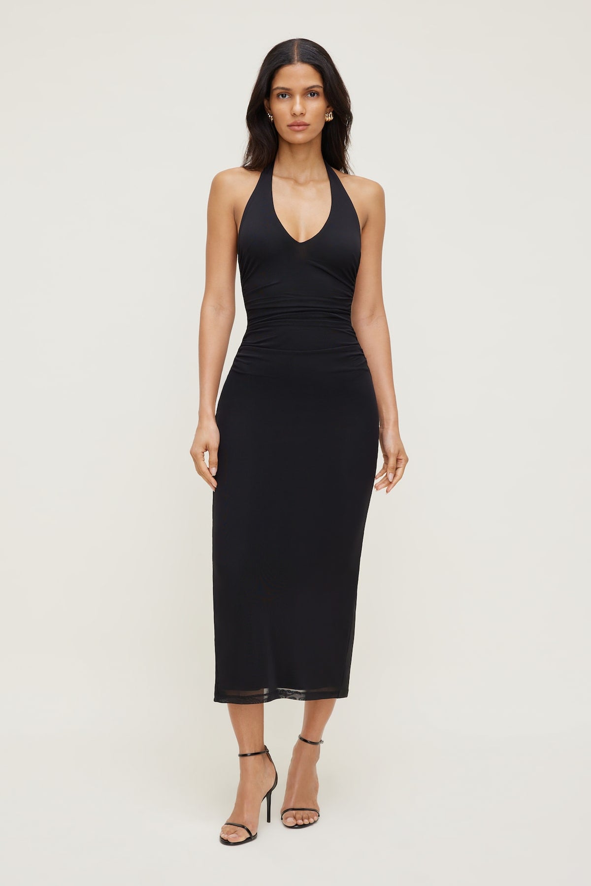 Dynamite US | Reia Halter Mesh Maxi Dress Black