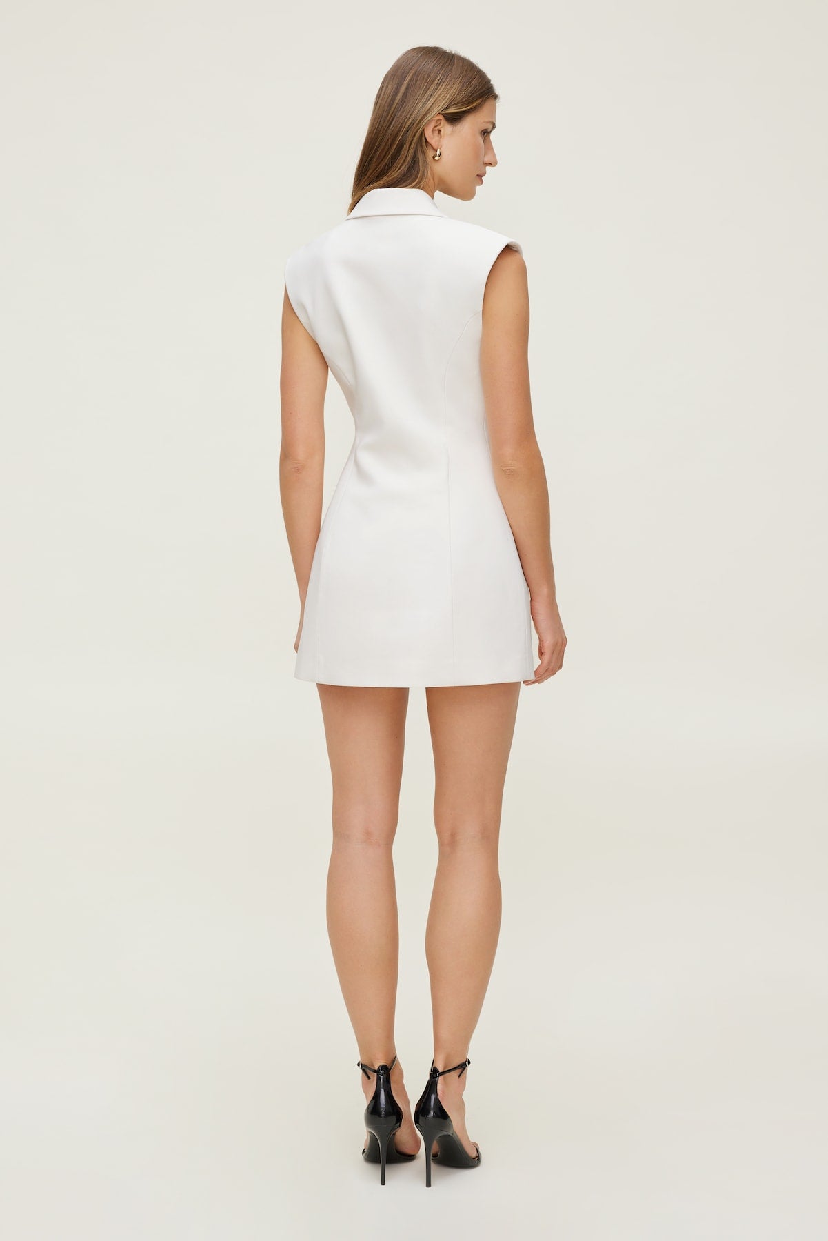 Dynamite Discount | Cap Sleeve Blazer Romper Mini Dress Beige