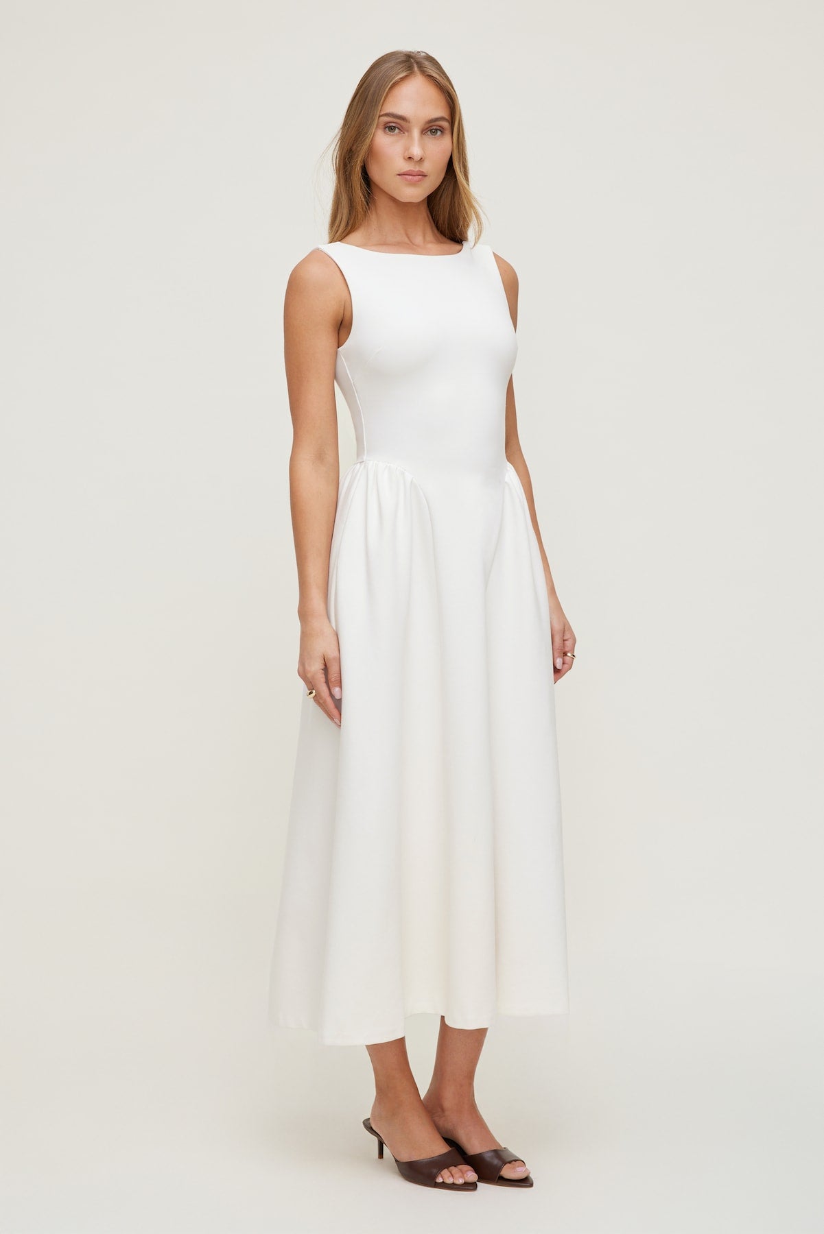 Dynamite Store | Iris Ponte Midi Dress Beige
