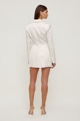 Dynamite Website Shop | Chrishelle Satin Blazer Romper Mini Dress Beige