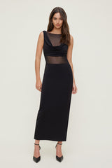 Dynamite US | Sculpt Sheer Cowl Neck Maxi Dress Black